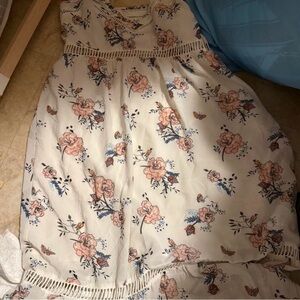 Abercrombie & Fitch Ivory Floral Tie-Front Top